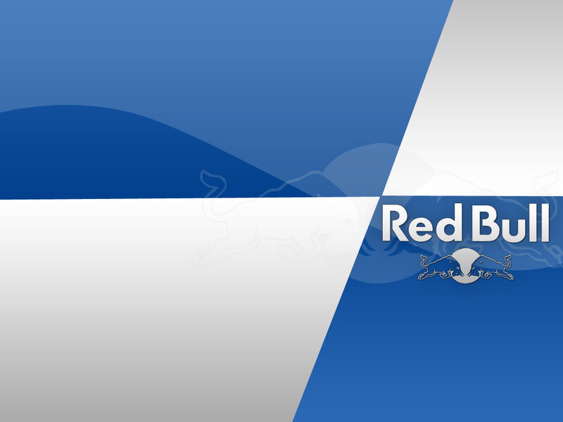 Red Bull logo on blue and white background