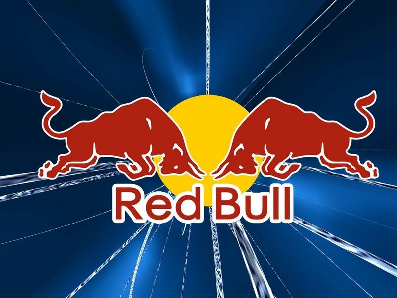 Red Bull logo with dynamic background