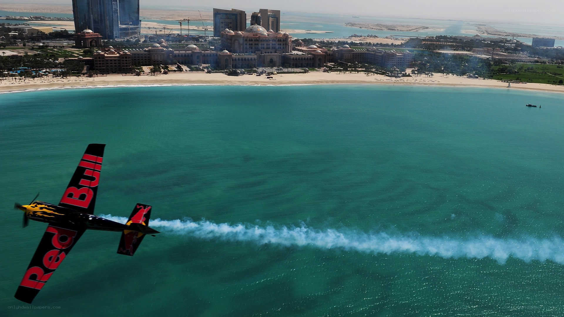 Red Bull plane over beach