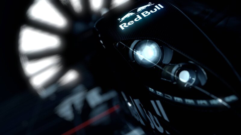 Red Bull Race Car — Black, Dramatic, Night, 3d Render