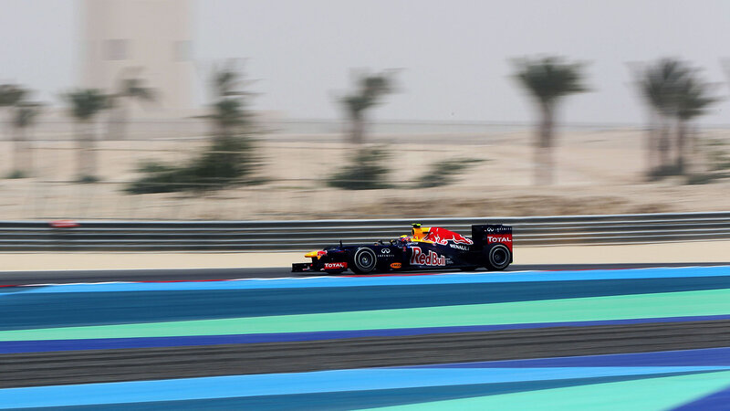Red Bull Race Car — Blue, Dynamic, Afternoon, Photograph, Palm Trees, Track