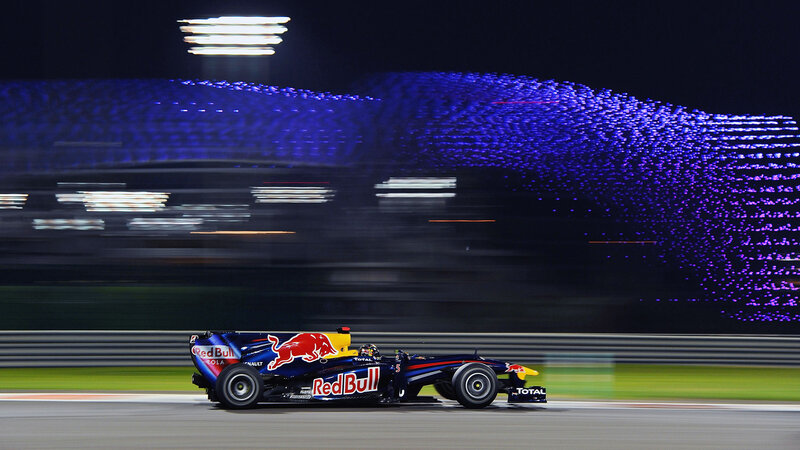 Red Bull Race Car — Blue, Dynamic, Night, Photograph