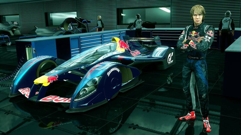 Red Bull race car in garage