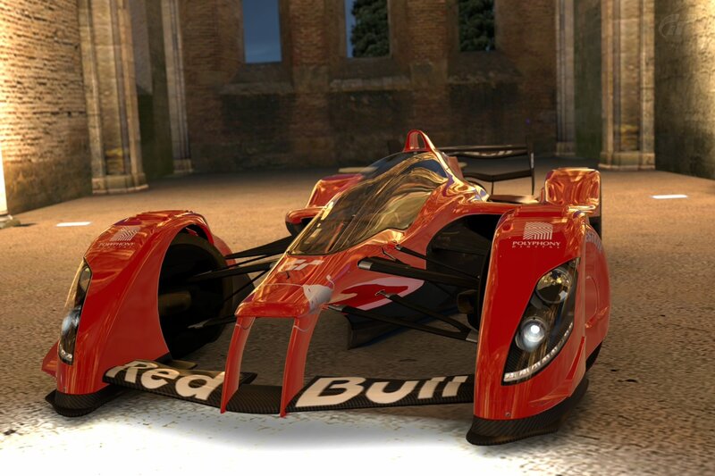 Red Bull race car in ruins