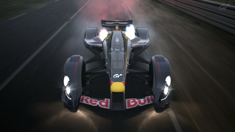 Red Bull race car on track