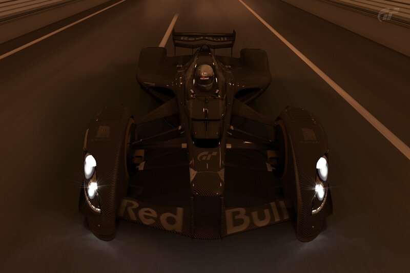 Red Bull race car on track