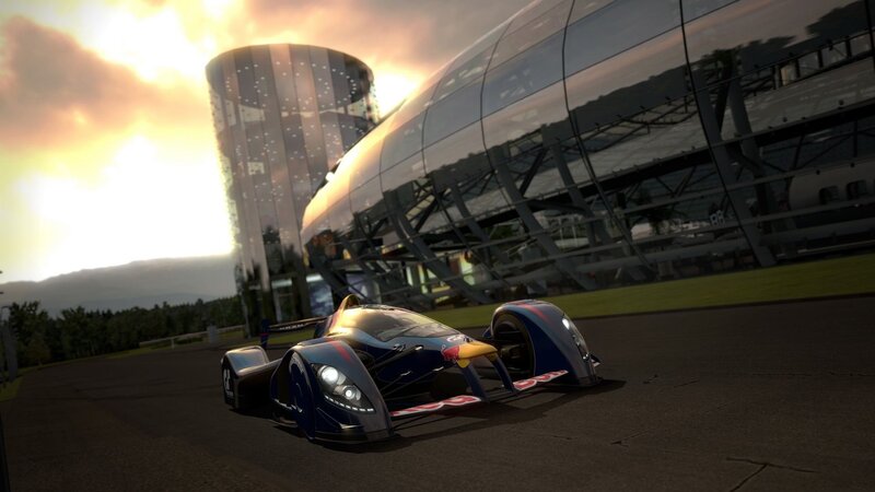 Red Bull race car on track