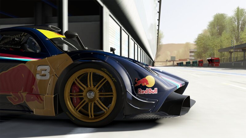 Red Bull race car on track