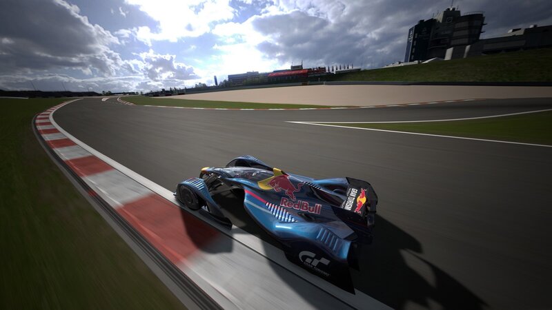 Red Bull race car on track