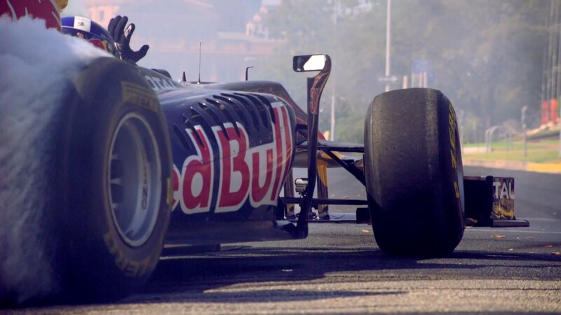 Red Bull race car on track
