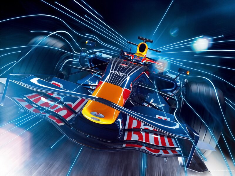 Red Bull Racing Car — Blue, Dynamic, Digital Art
