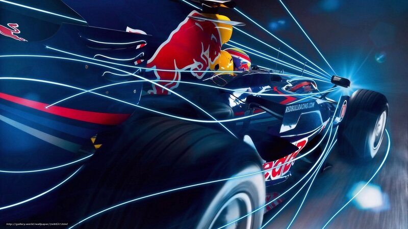 Red Bull Racing Car — Blue, Dynamic, Night, Digital Art