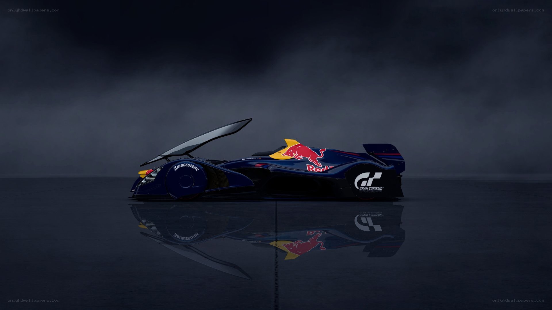 Red Bull racing car in dark setting