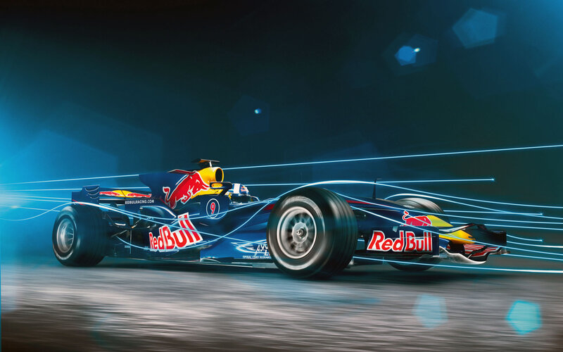 Red Bull racing car in motion