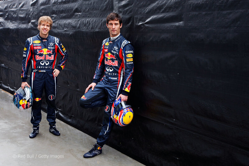 Red Bull racing drivers posing
