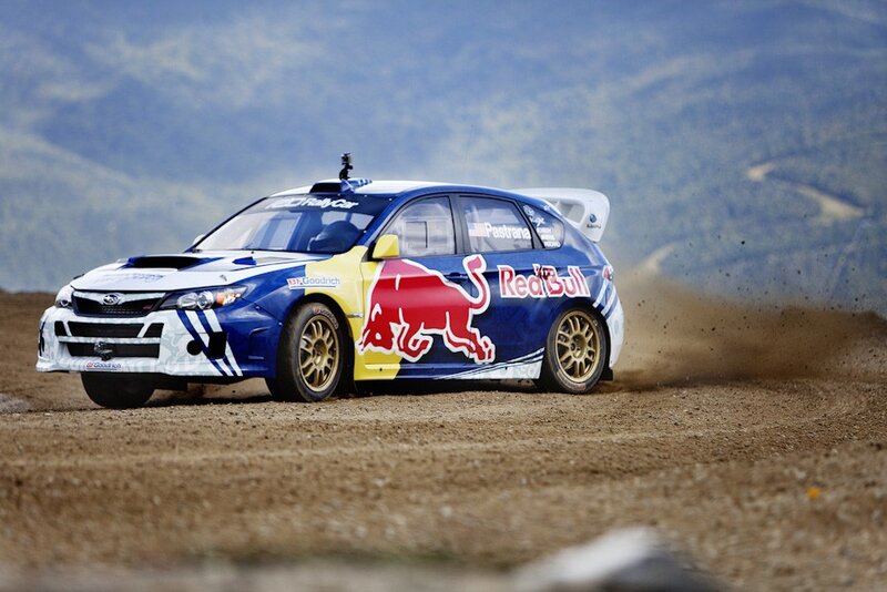 Red Bull rally car on dirt track