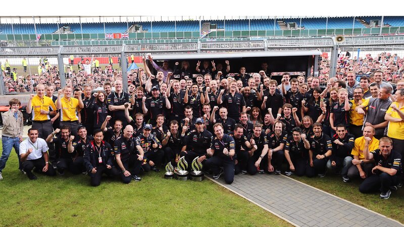 Red Bull team celebrates victory