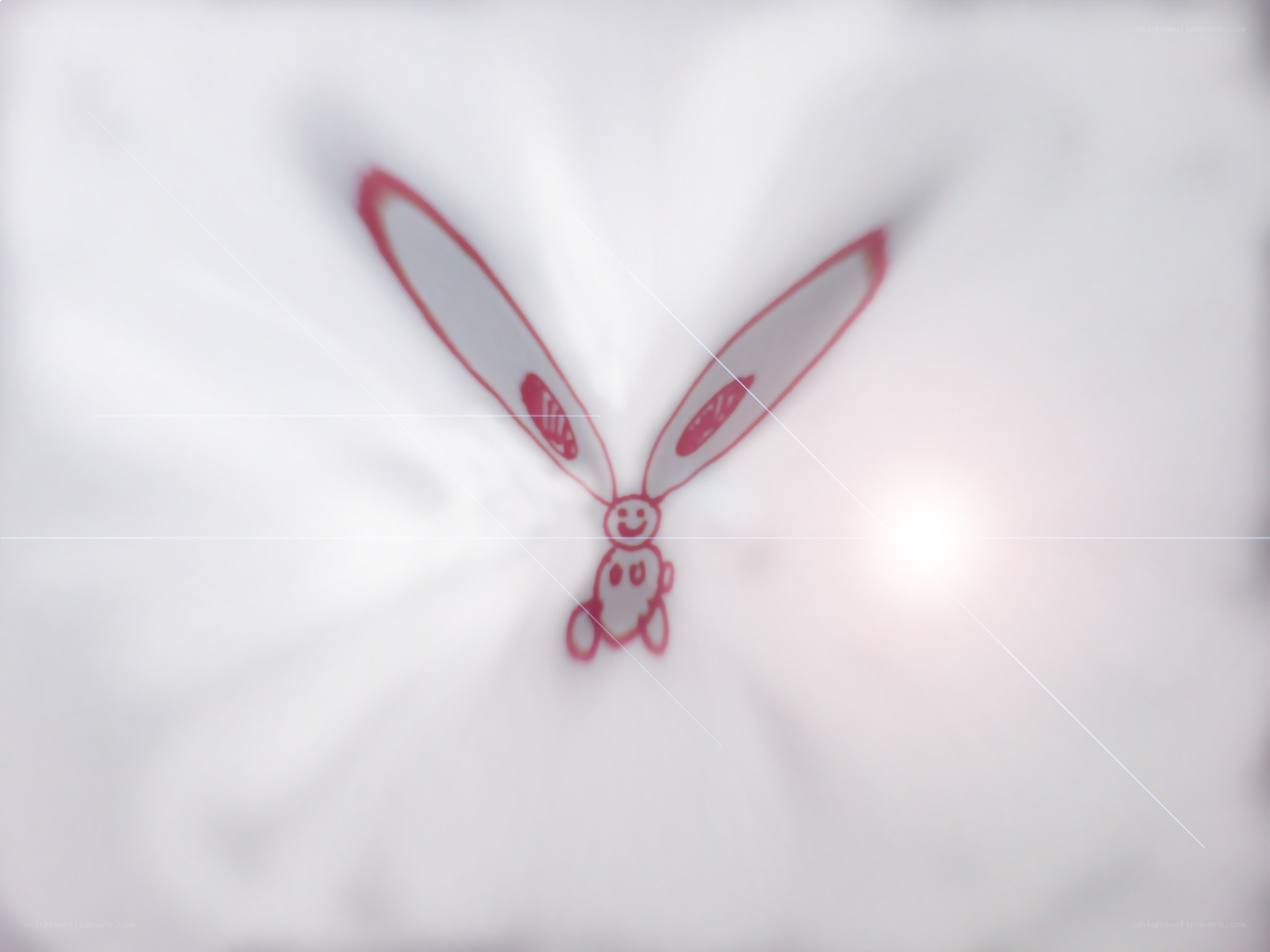 red bunny drawing on white