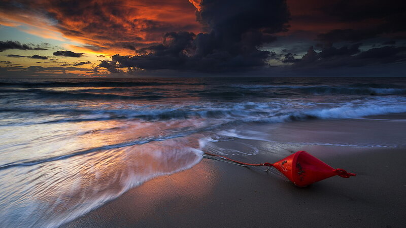 Red Buoy on Beach — Orange