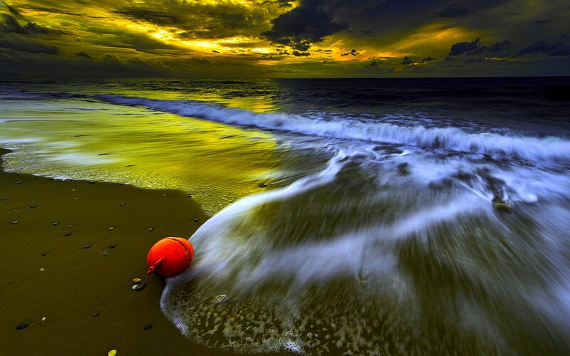 Red Buoy on Beach — Yellow