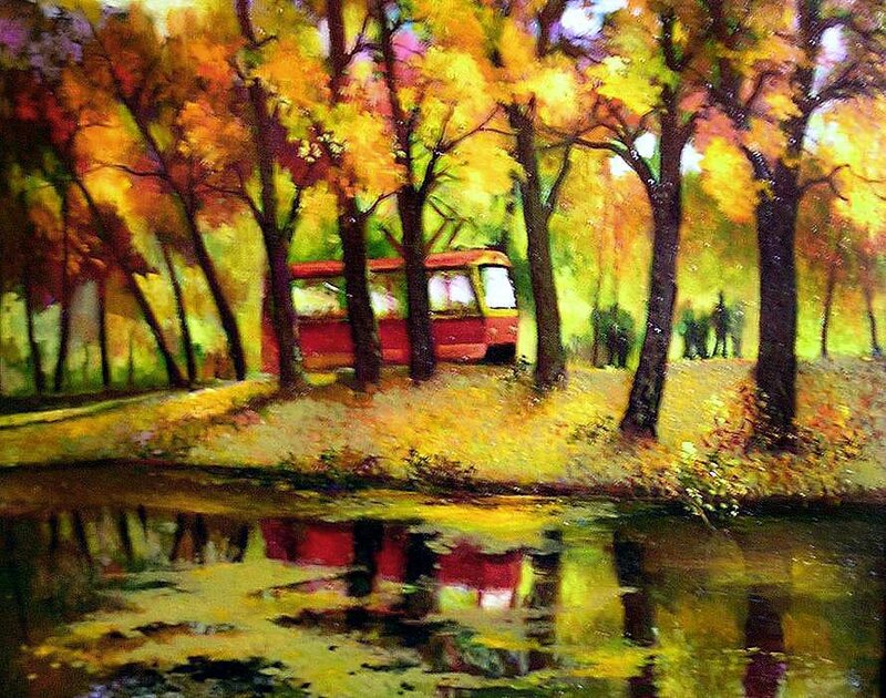 Red Bus in Forest