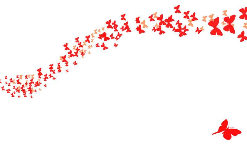red butterflies flying
