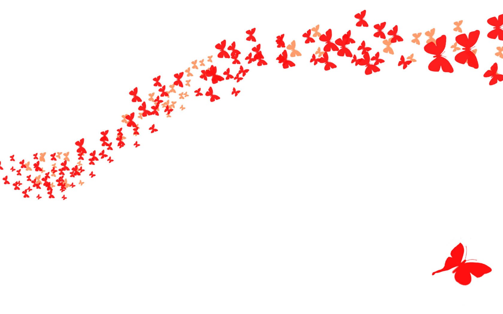 red butterflies flying