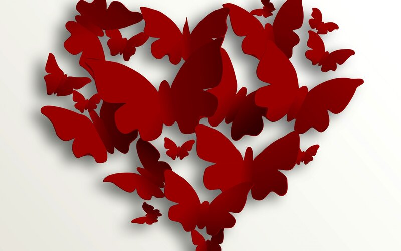 Red Butterflies Forming Heart — Romantic