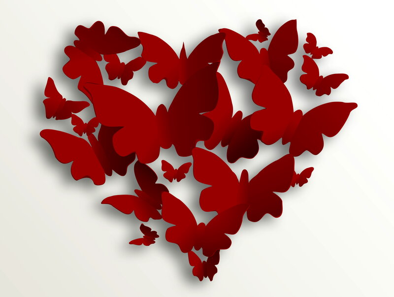 Red Butterflies Forming Heart