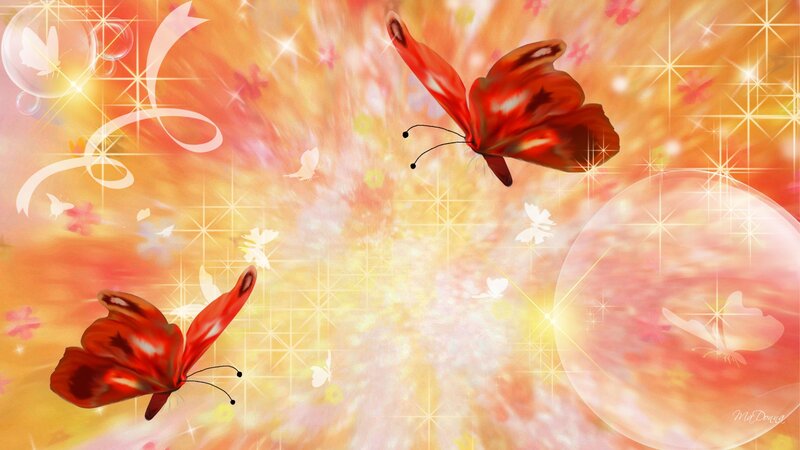 Red Butterflies in Flight