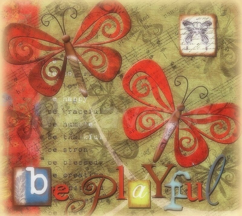 Red Butterflies on Paper