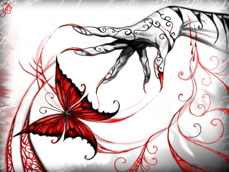 Red Butterfly and Hand