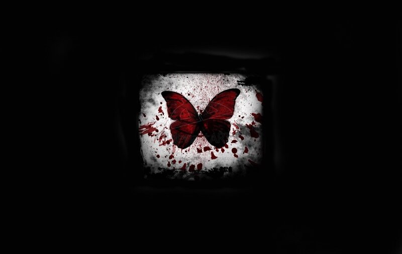 red butterfly on splattered background