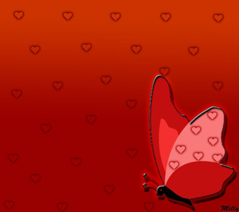 Red Butterfly with Hearts