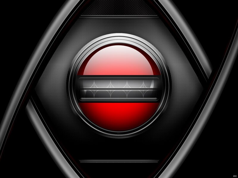 red button on black background