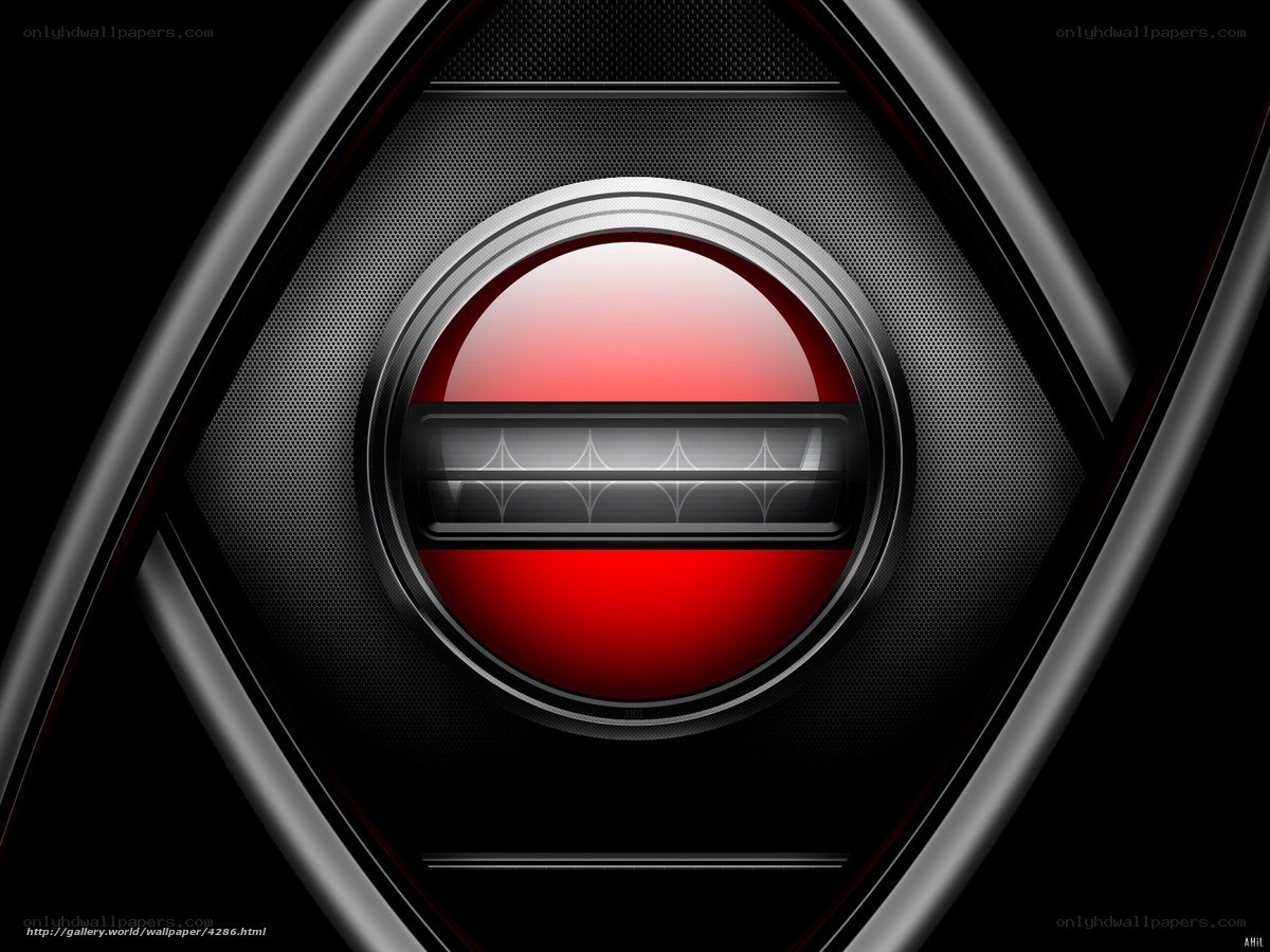 red button on black background