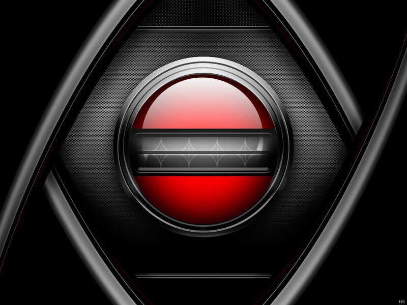 red button on black mesh