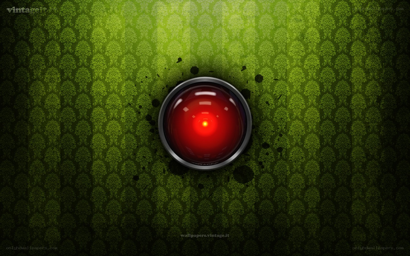 red button on green wallpaper