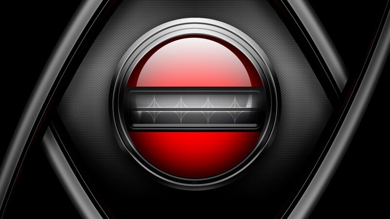 red button on mesh background