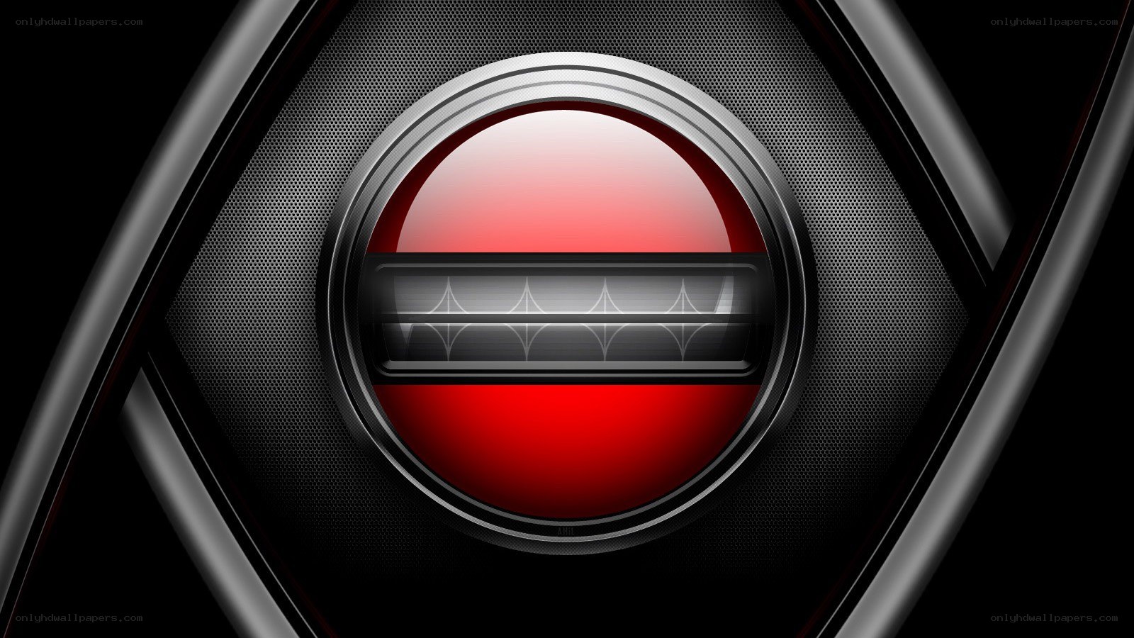 red button on mesh background