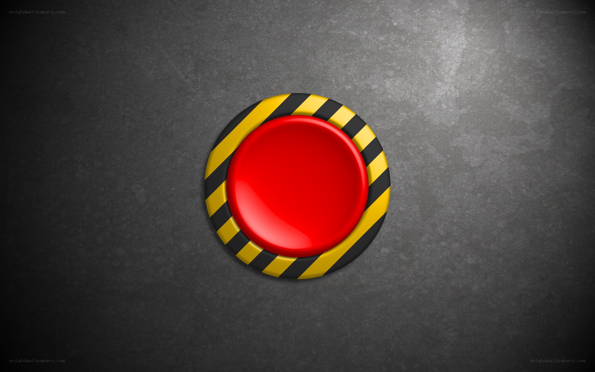 red button with hazard stripes