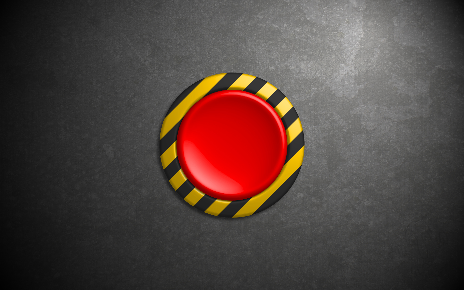 red button with hazard stripes
