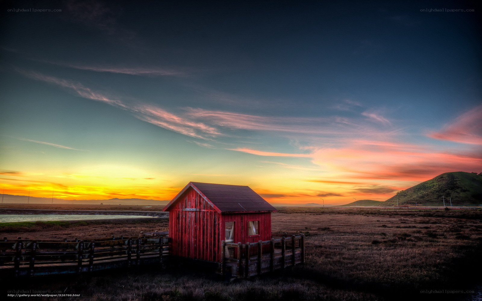 Red Cabin at Sunset