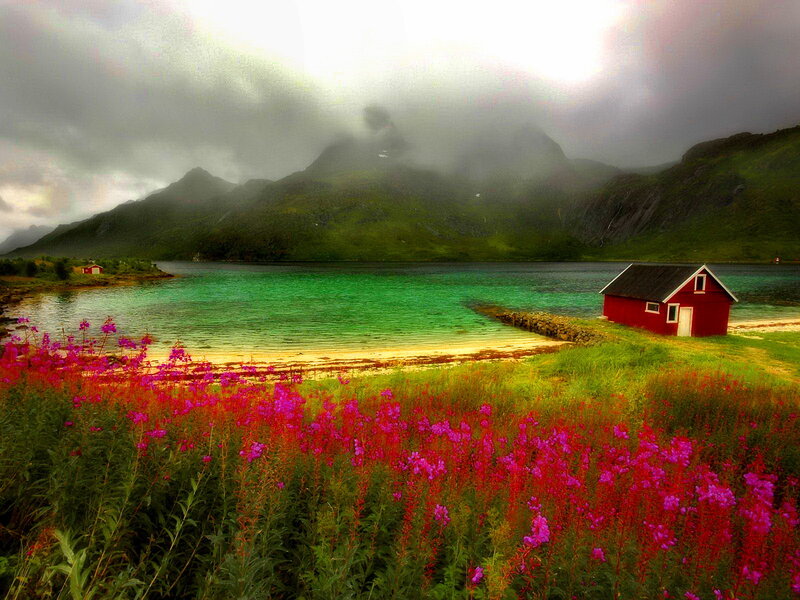 Red Cabin by Lake