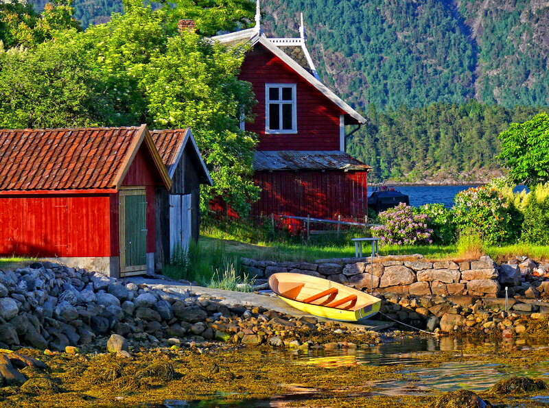 Red Cabin by the Water
