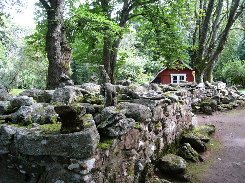 Red Cabin in Forest — Green
