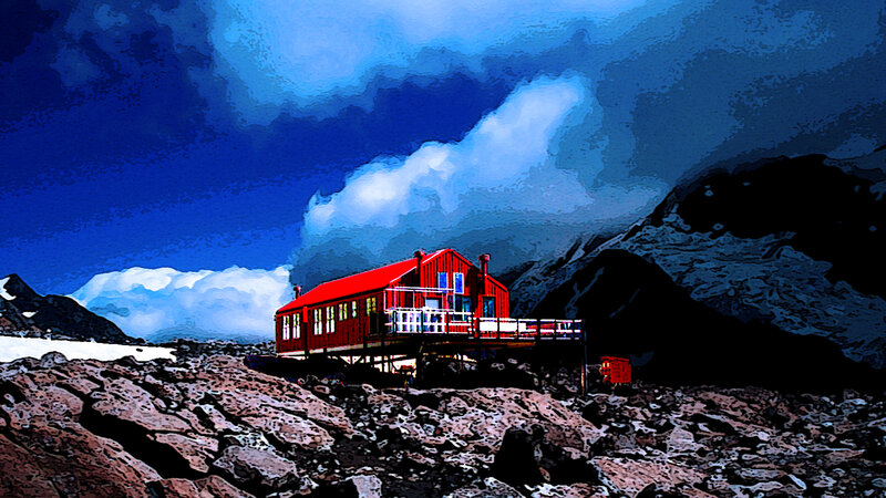 Red Cabin in Mountains