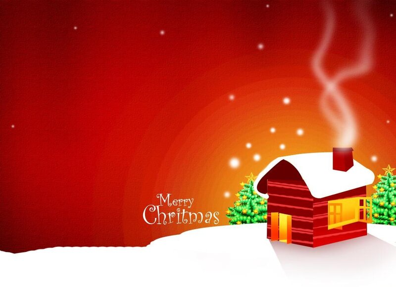 Red Cabin in Snow — Festive, Winter