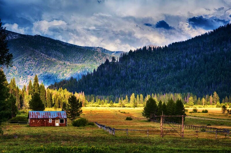 Red Cabin in Valley — Green
