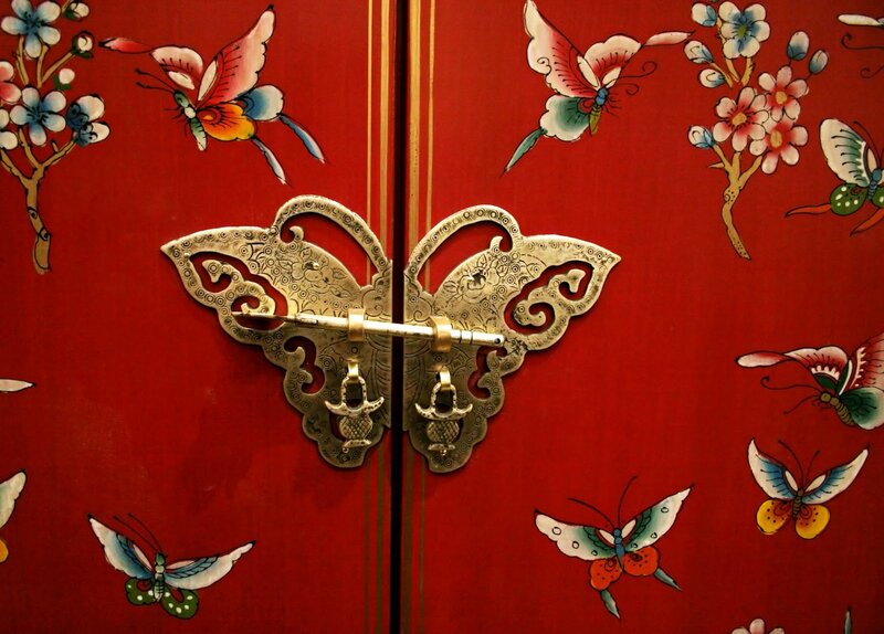 Red Cabinet with Butterfly Latch